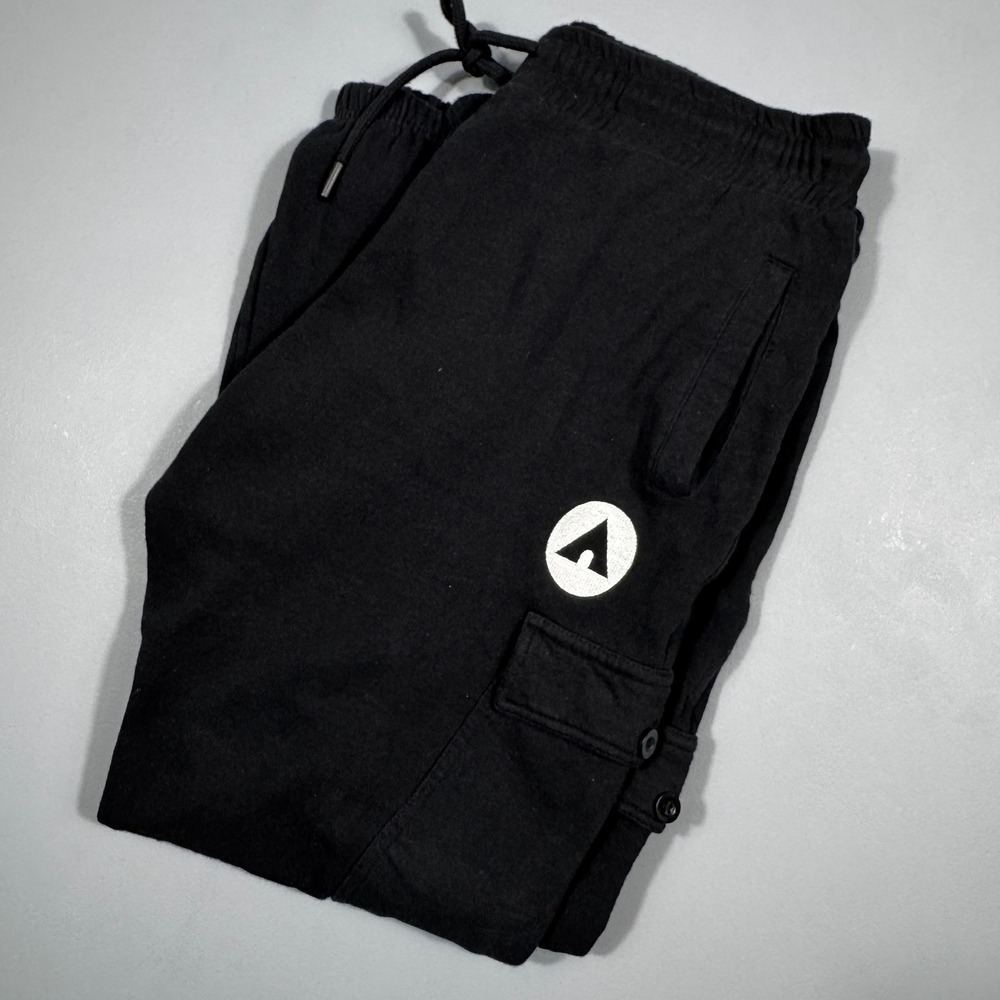 Airwalk Mens Black Cargo Jogger Pants‎ Logo Detail Drawstring Waist Large